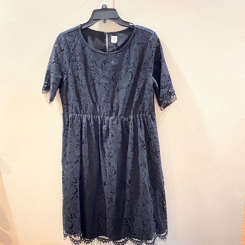 Gap Maternity black lace dress.
